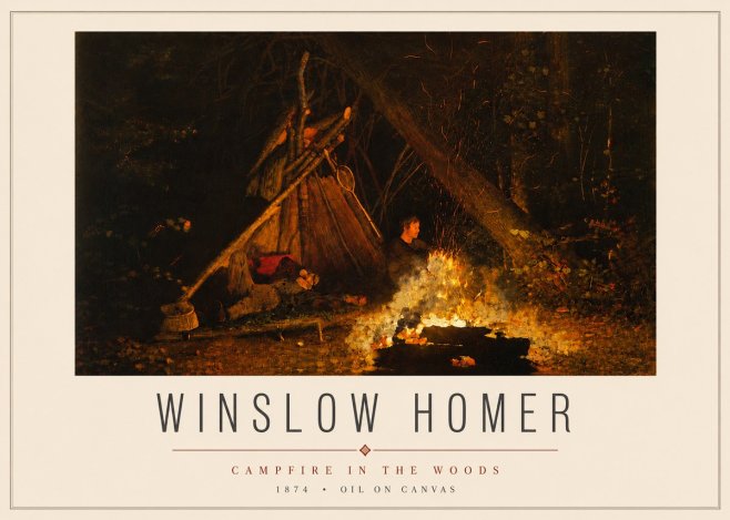 Winslow Homer Campfire in the Woods No4 - Juliste
