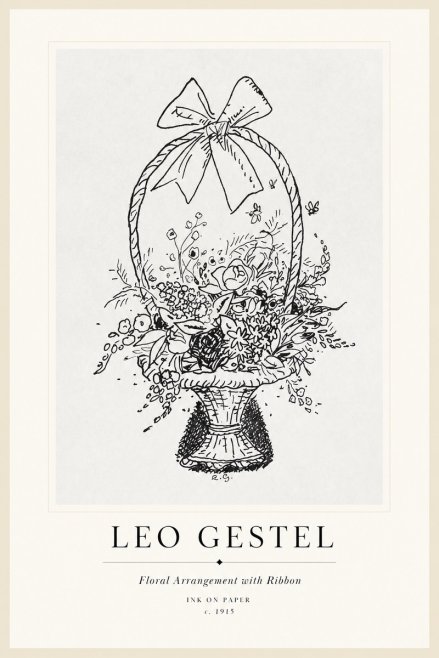 Leo Gestel Floral Arrangement with Ribbon No1 - Juliste
