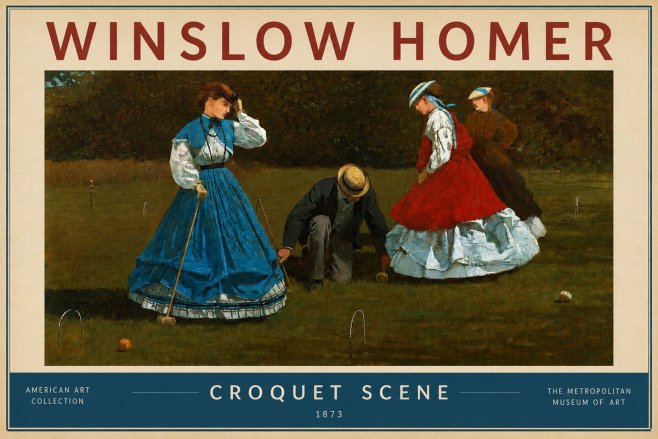 Winslow Homer Croquet Scene No2 - Juliste