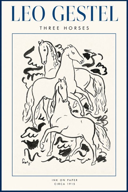 Leo Gestel Three Horses No2 - Juliste