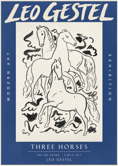 Leo Gestel Three Horses No3 - Juliste