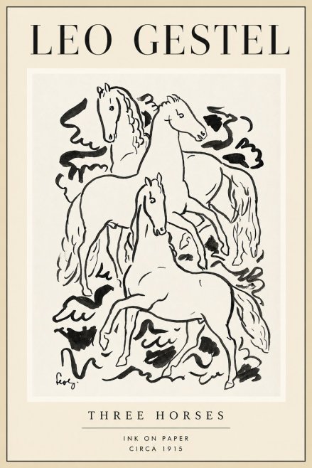 Leo Gestel Three Horses No4 - Juliste