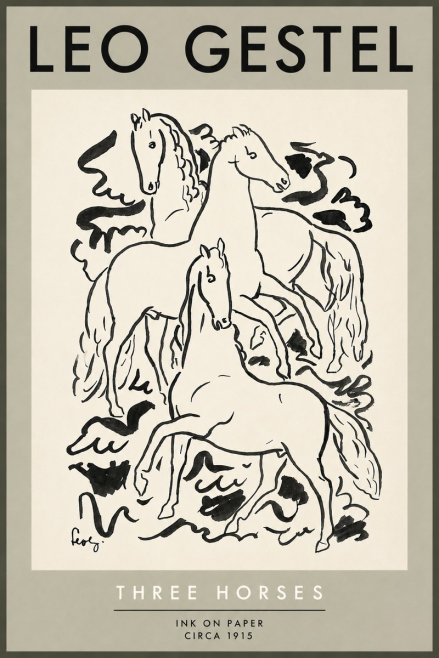 Leo Gestel Three Horses No5 - Juliste