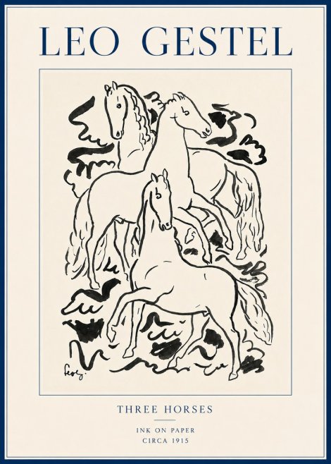 Leo Gestel Three Horses No6 - Juliste