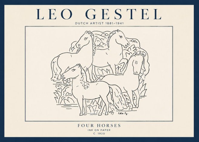 Leo Gestel Four Horses No5 - Juliste