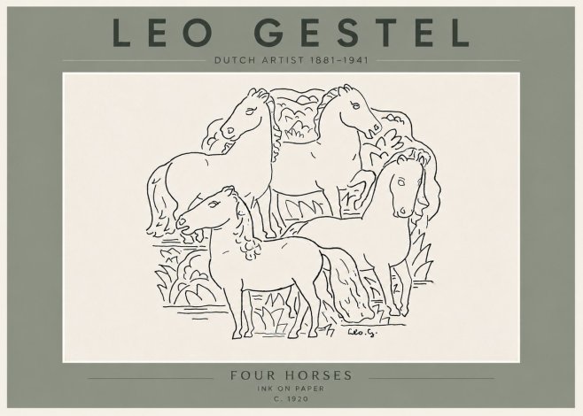 Leo Gestel Four Horses No6 - Juliste