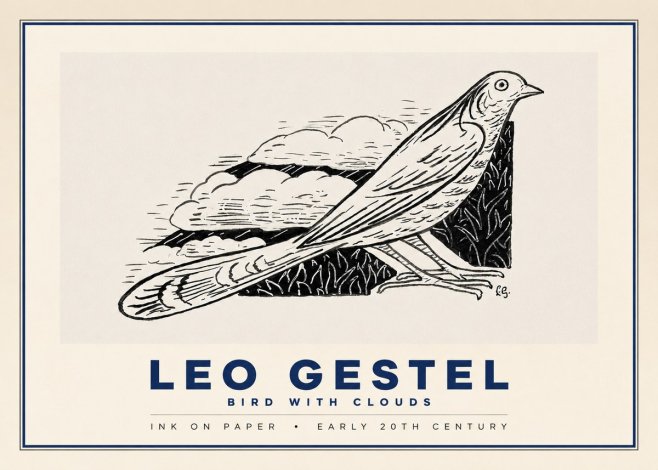 Leo Gestel Bird with Clouds No2 - Juliste