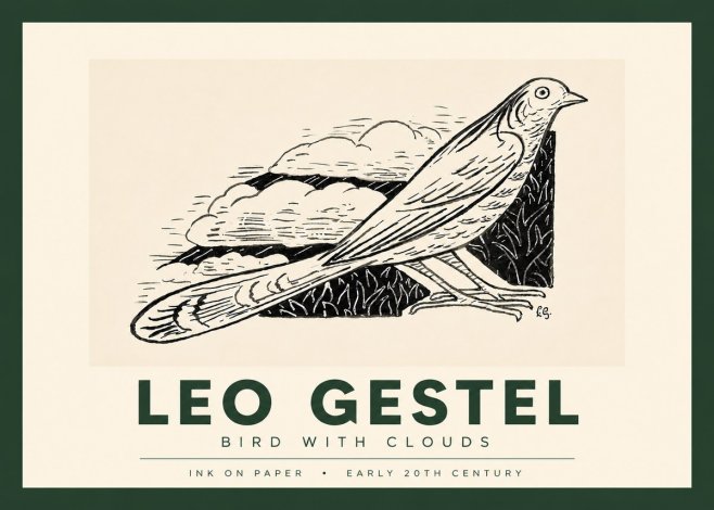 Leo Gestel Bird with Clouds No4 - Juliste