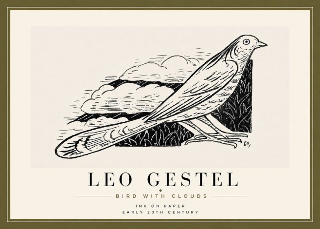 Leo Gestel Bird with Clouds No6 - Juliste