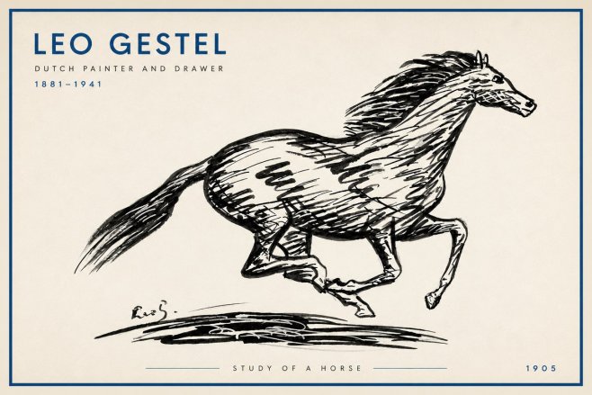 Leo Gestel Study of a Horse No3 - Juliste