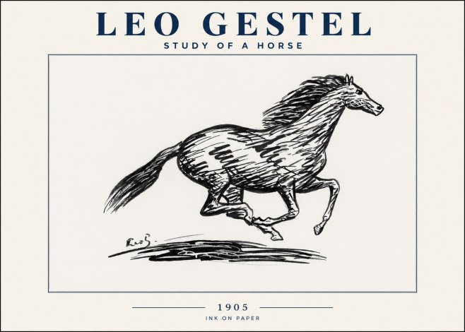 Leo Gestel Study of a Horse No4 - Juliste
