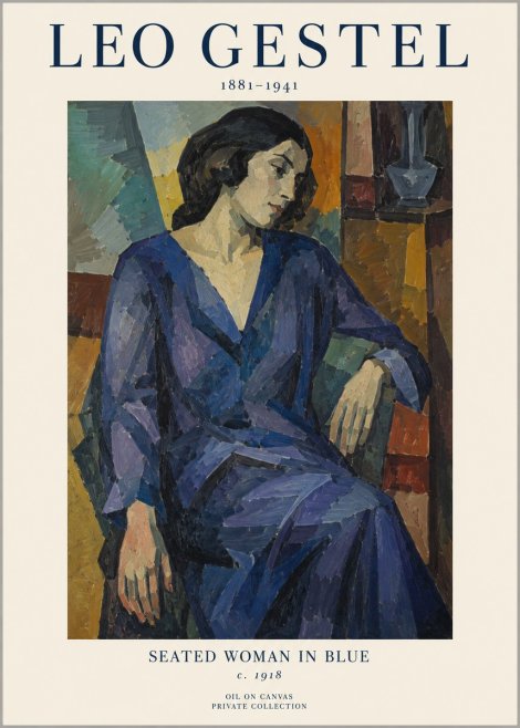 Leo Gestel Seated Woman in Blue No1 - Juliste