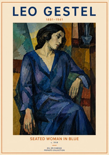 Leo Gestel Seated Woman in Blue No2 - Juliste