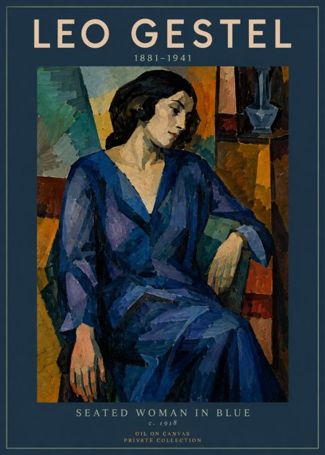Leo Gestel Seated Woman in Blue No3 - Juliste