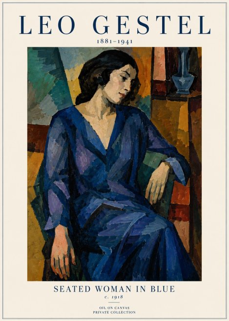 Leo Gestel Seated Woman in Blue No6 - Juliste