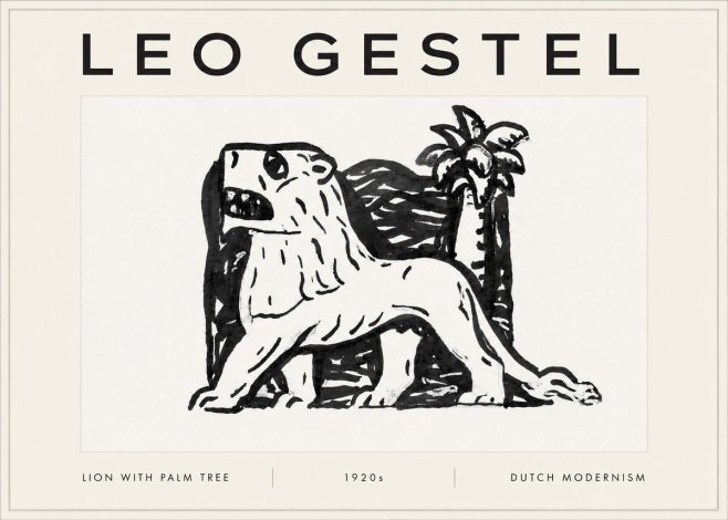 Leo Gestel Lion with Palm Tree No5 - Juliste