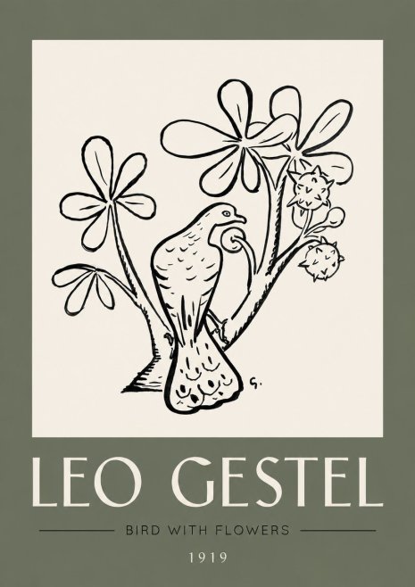 Leo Gestel Bird with Flowers No3 - Juliste