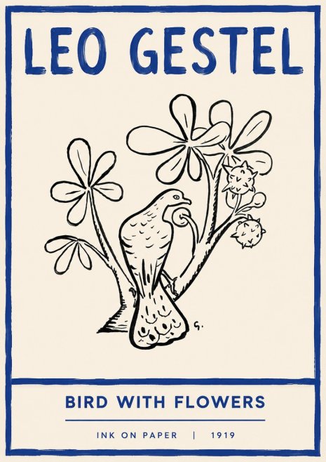 Leo Gestel Bird with Flowers No4 - Juliste
