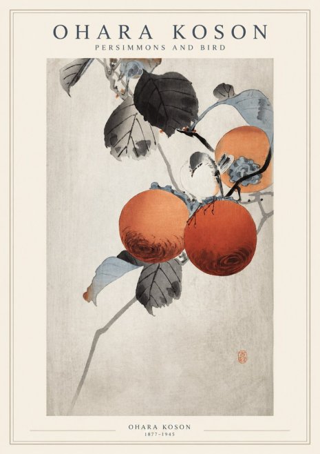 Ohara Koson Persimmons and Bird No1 - Juliste