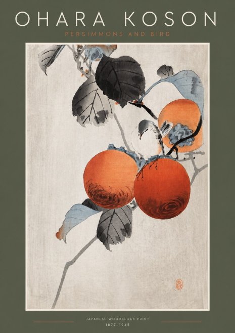 Ohara Koson Persimmons and Bird No3 - Juliste