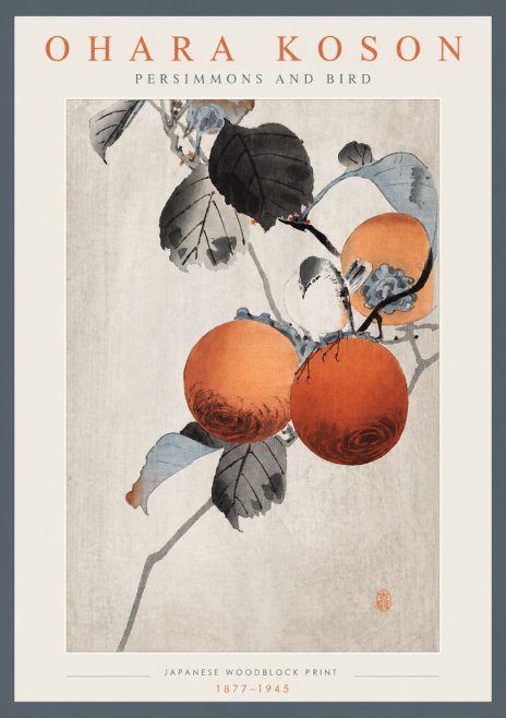 Ohara Koson Persimmons and Bird No4 - Juliste