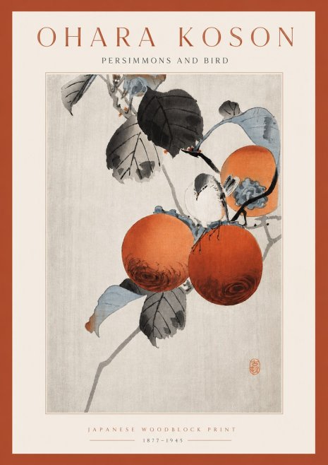 Ohara Koson Persimmons and Bird No6 - Juliste