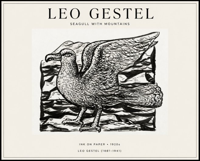 Leo Gestel Seagull with Mountains No1 - Juliste