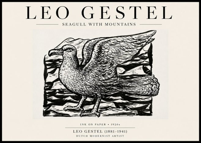 Leo Gestel Seagull with Mountains No6 - Juliste
