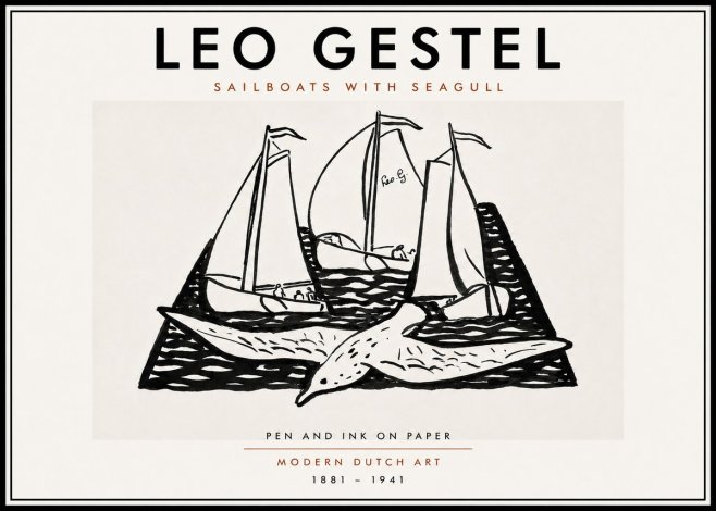 Leo Gestel Sailboats with Seagull No6 - Juliste