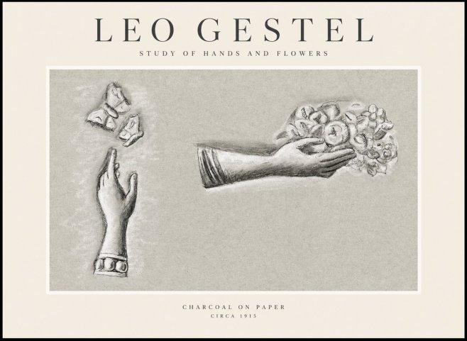 Leo Gestel Study of Hands and Flowers No1 - Juliste