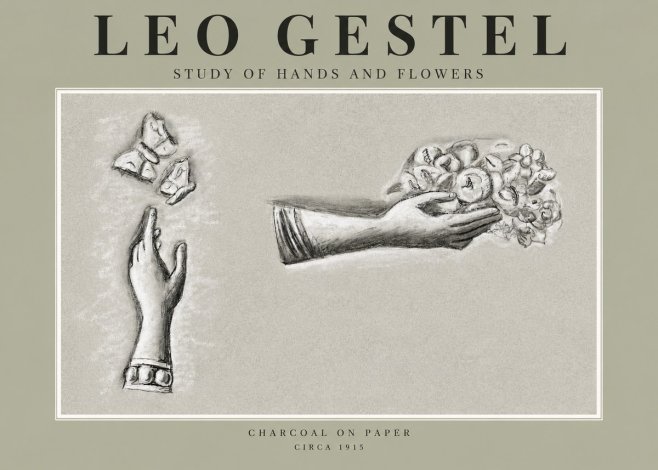 Leo Gestel Study of Hands and Flowers No2 - Juliste