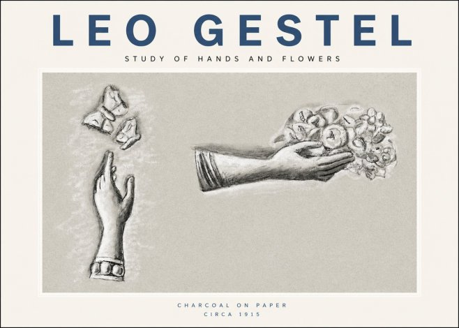 Leo Gestel Study of Hands and Flowers No3 - Juliste