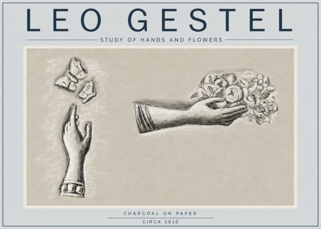 Leo Gestel Study of Hands and Flowers No4 - Juliste