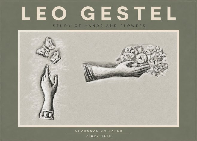 Leo Gestel Study of Hands and Flowers No5 - Juliste