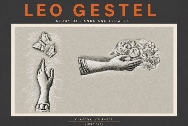 Leo Gestel Study of Hands and Flowers No6 - Juliste
