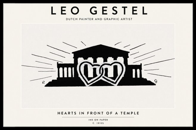 Leo Gestel Hearts in Front of a Temple No1 - Juliste