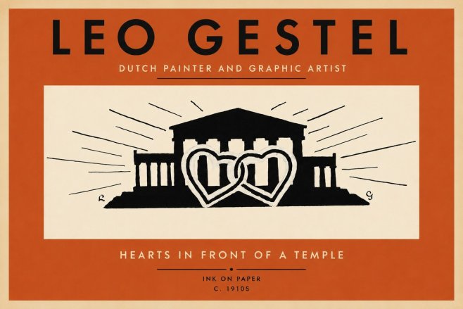 Leo Gestel Hearts in Front of a Temple No2 - Juliste