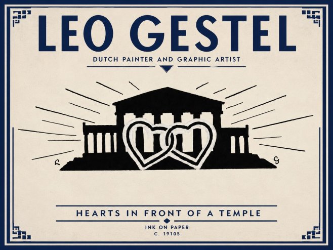 Leo Gestel Hearts in Front of a Temple No3 - Juliste