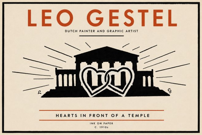 Leo Gestel Hearts in Front of a Temple No5 - Juliste