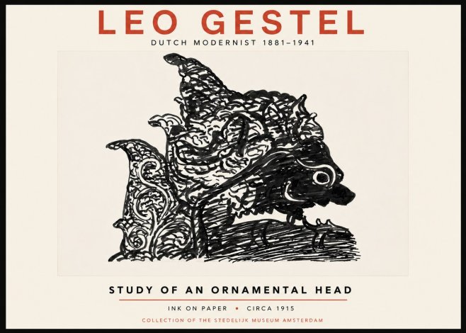 Leo Gestel Study of an Ornamental Head No4 - Juliste