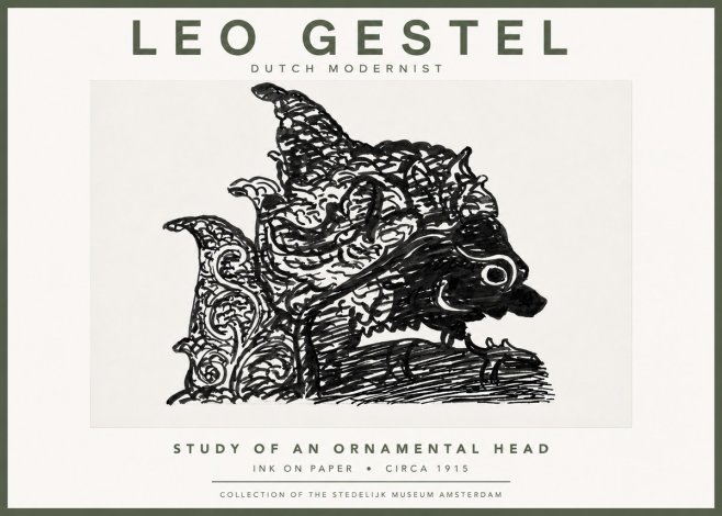 Leo Gestel Study of an Ornamental Head No5 - Juliste