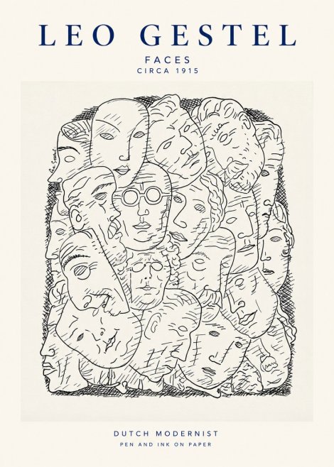 Leo Gestel Heads Ink Drawing No2 - Juliste