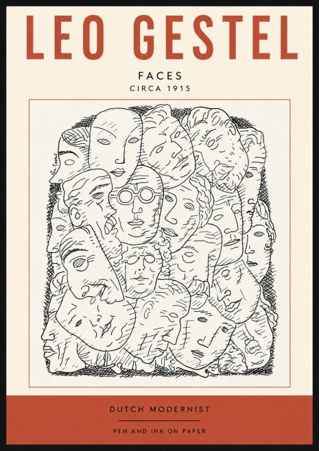 Leo Gestel Heads Ink Drawing No5 - Juliste