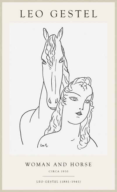 Leo Gestel Woman and Horse No1 - Juliste