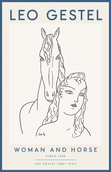 Leo Gestel Woman and Horse No2 - Juliste