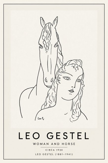 Leo Gestel Woman and Horse No3 - Juliste