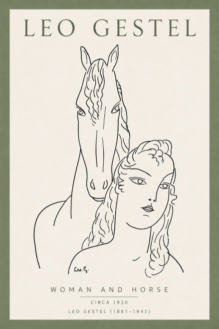 Leo Gestel Woman and Horse No4 - Juliste