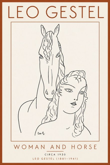Leo Gestel Woman and Horse No5 - Juliste