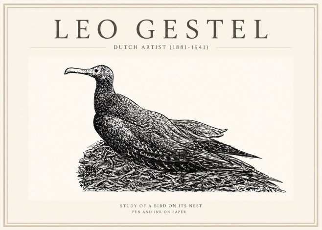 Leo Gestel Study of a Bird on Its Nest No3 - Juliste