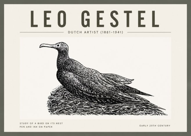 Leo Gestel Study of a Bird on Its Nest No4 - Juliste